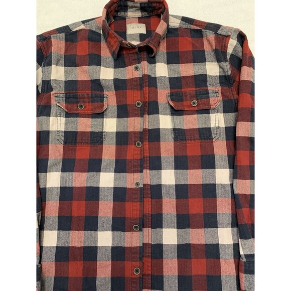 Jachs Flannel Buffalo Plaid Americana Red Long Sleeve Thick 100% Cotton Workwear - Picture 4 of 9